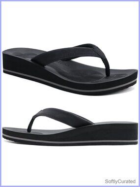 Women's Comfortable Arch Support Thong Flip Flops Platform Wedge Sandals